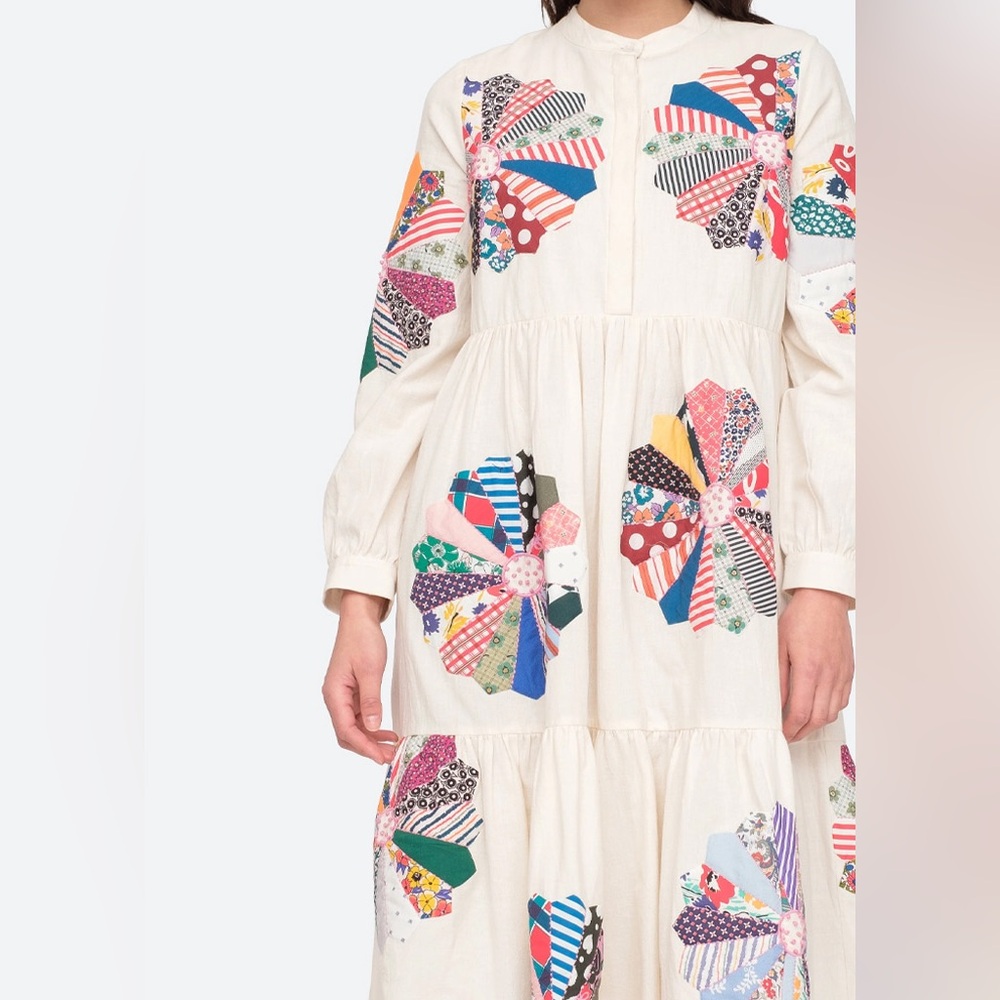 Sea NY Floral multicolor Patchwork Paloma shirt dress medium - Picture 13 of 13